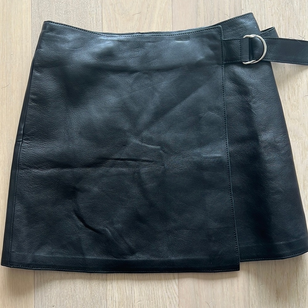 &Other Stories black leather mini skirt